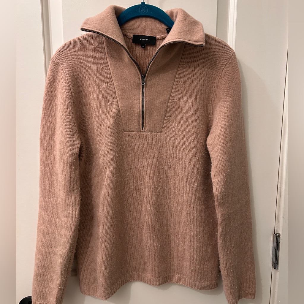 Vince 100% Cashmere Quarter Zip Sweater